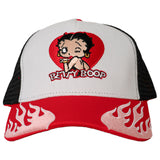 BETTY BOOP FLAME TRUCKER HAT (WHITE/RED)