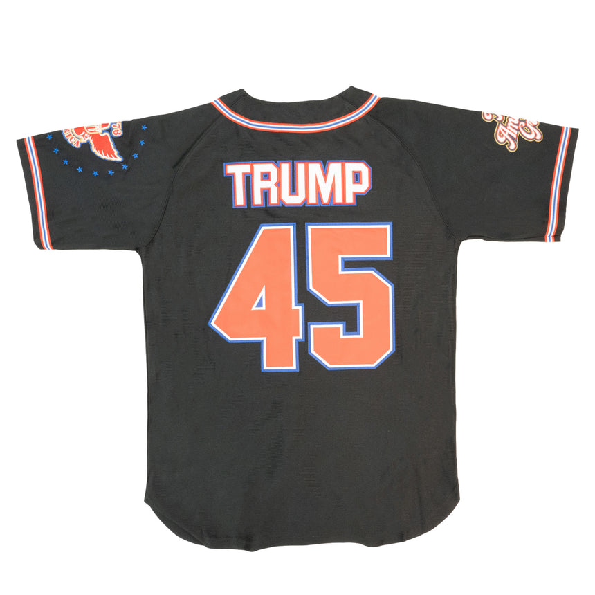YOUTH USA TRUMP BUTTON DOWN BASEBALL JERSEY (BLACK)