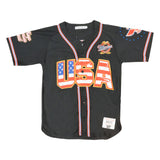 YOUTH USA TRUMP BUTTON DOWN BASEBALL JERSEY (BLACK)