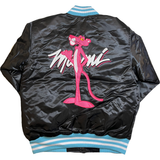 MIAMI PINK PANTHER SATIN JACKET (BLACK)