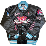 MIAMI PINK PANTHER SATIN JACKET (BLACK)