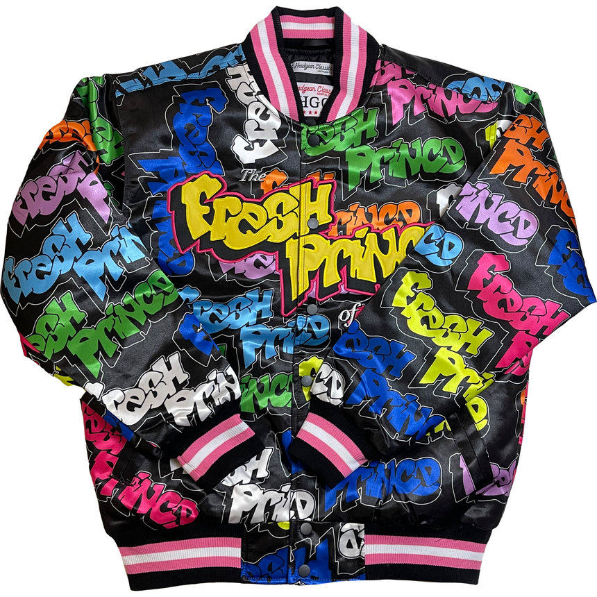 FRESH PRINCE GRAFFITI SATIN JACKET (BLACK)