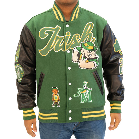IRISH JAMES VARSITY JACKET (GREEN/WHITE)