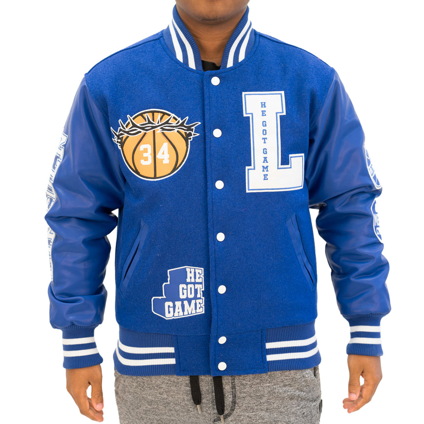 JESUS SHUTTLEWORTH VARSITY JACKET (BLUE/BLUE)
