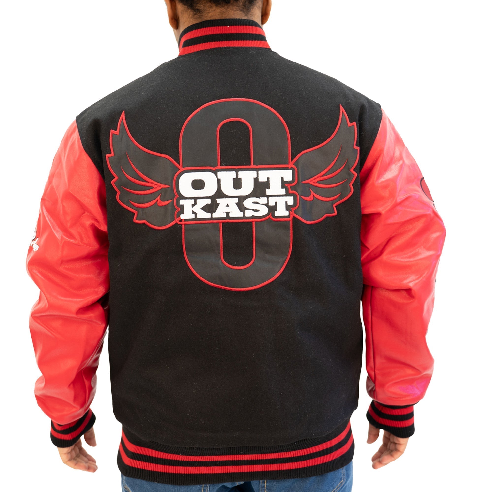 OUTKAST SPEAKERBOXXX VARSITY JACKET (BLACK/RED) – All Star Elite