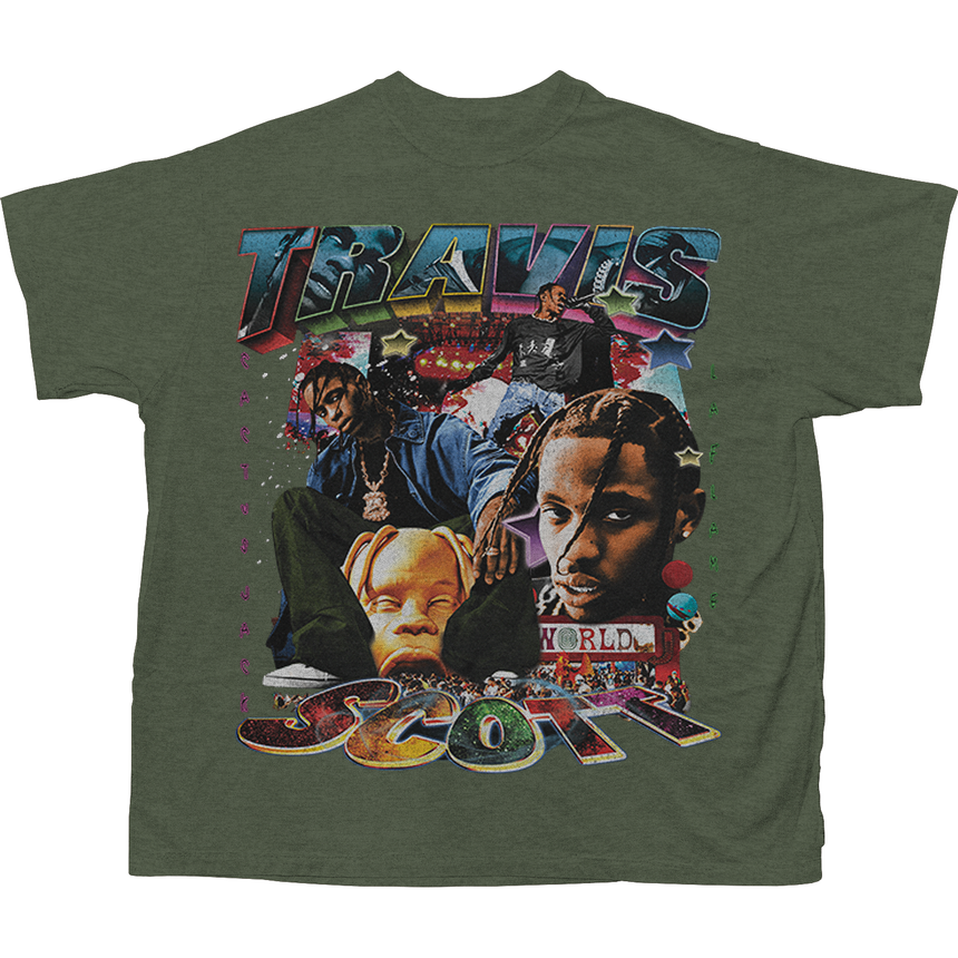 TRAVIS SCOTT COLLAGE T-SHIRT (MILITARY GREEN)