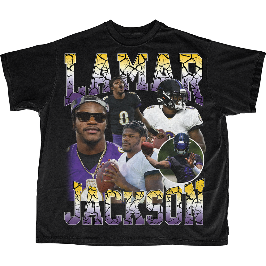 LAMAR JACKSON COLLAGE T-SHIRT (BLACK)