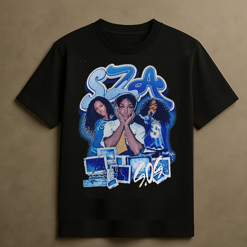 SZA SOS COLLAGE T-SHIRT (BLACK)