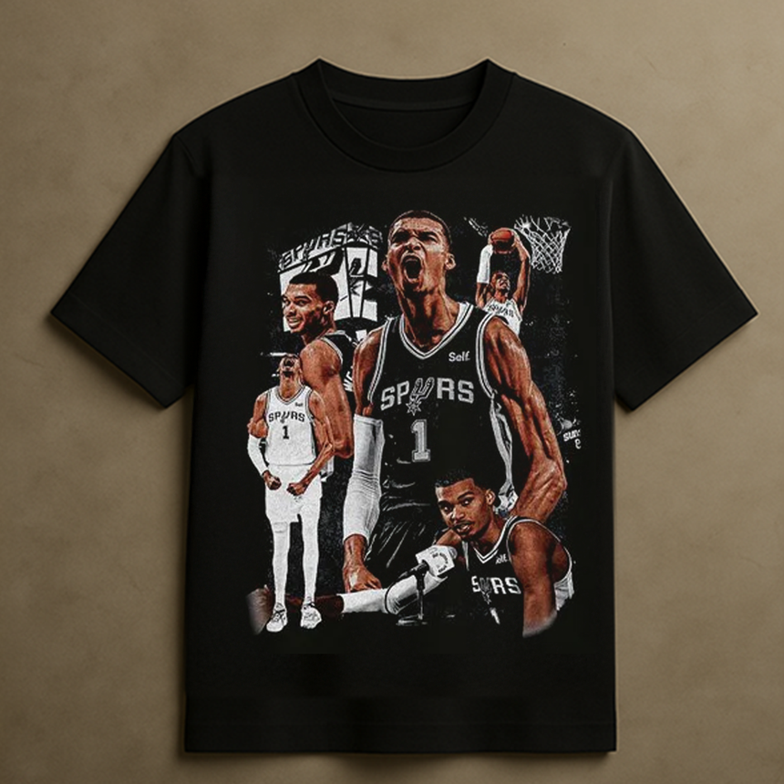 WEMBY COLLAGE T-SHIRT (BLACK)