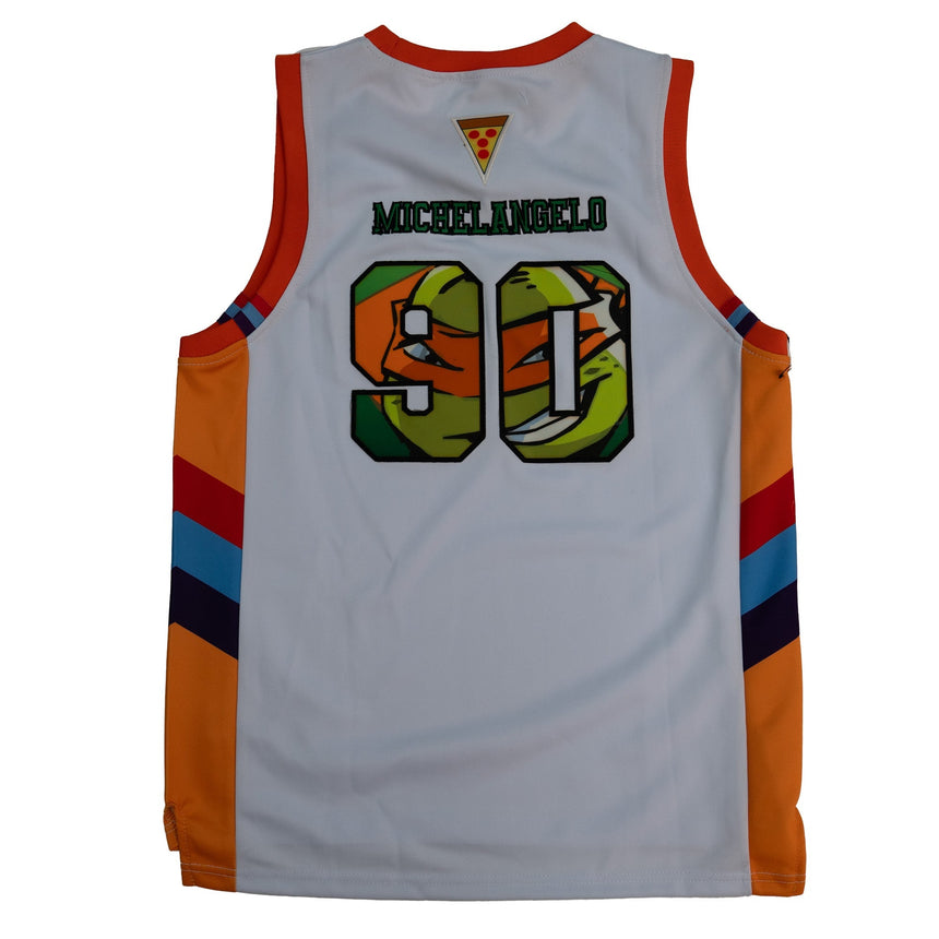 YOUTH MICHELANGELO TMNT BASKETBALL JERSEY WHITE