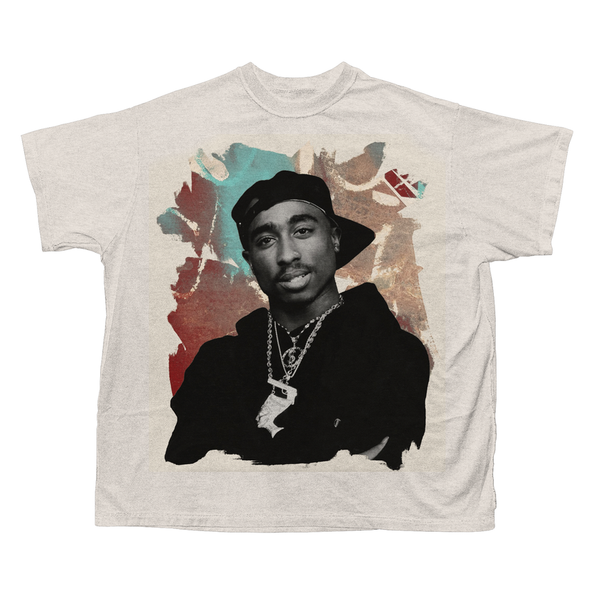TUPAC PAINT T-SHIRT (CREAM)
