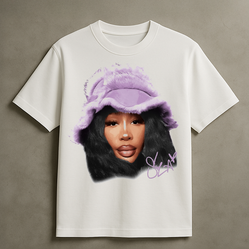SZA PURPLE HAT T-SHIRT (WHITE)