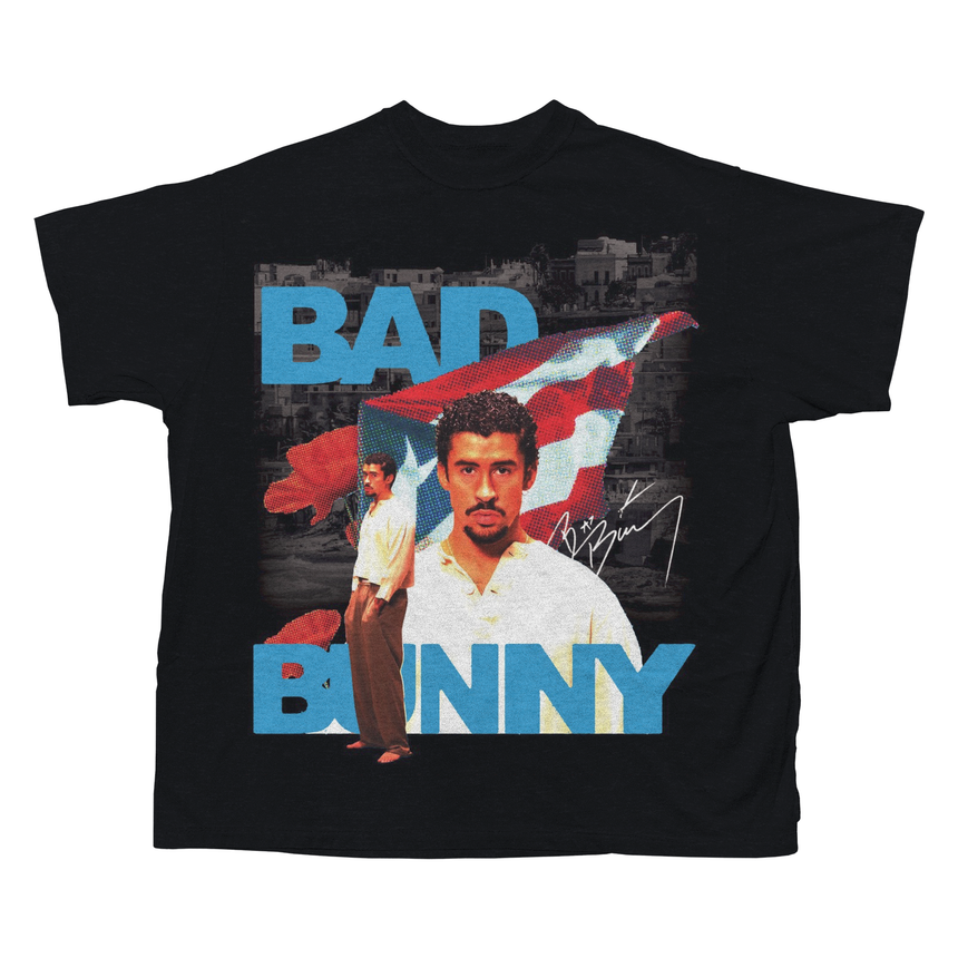 BAD BUNNY FLAG T-SHIRT (BLACK)