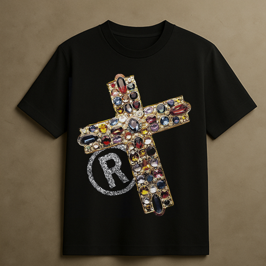 JEWEL CROSS T-SHIRT (BLACK)