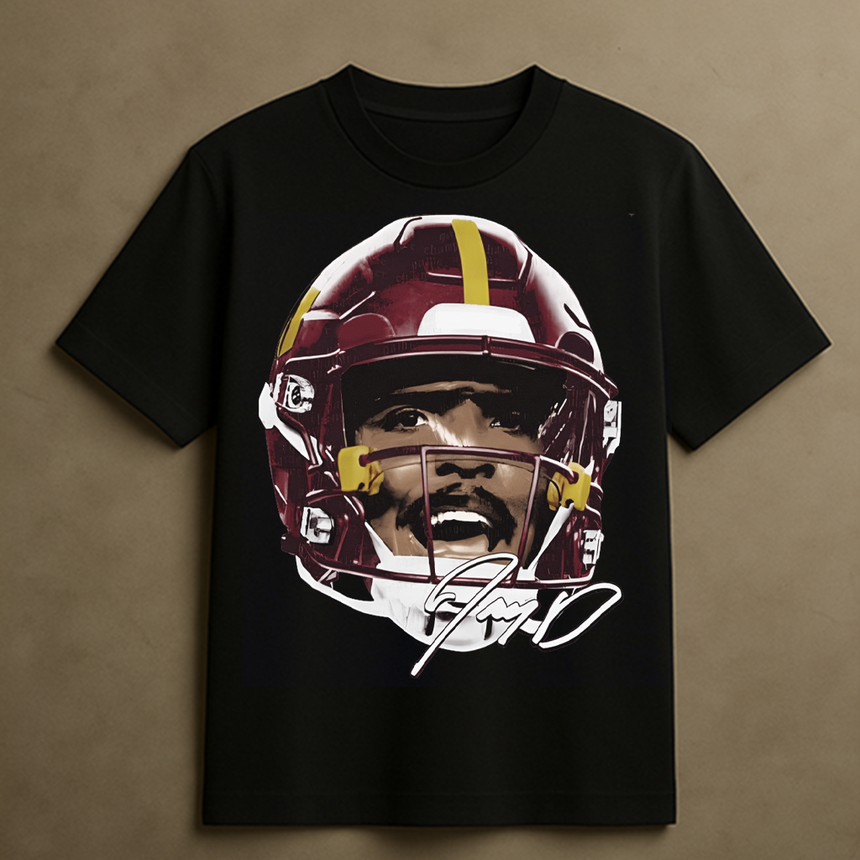 JAYDEN DANIELS HELMET T-SHIRT (BLACK)
