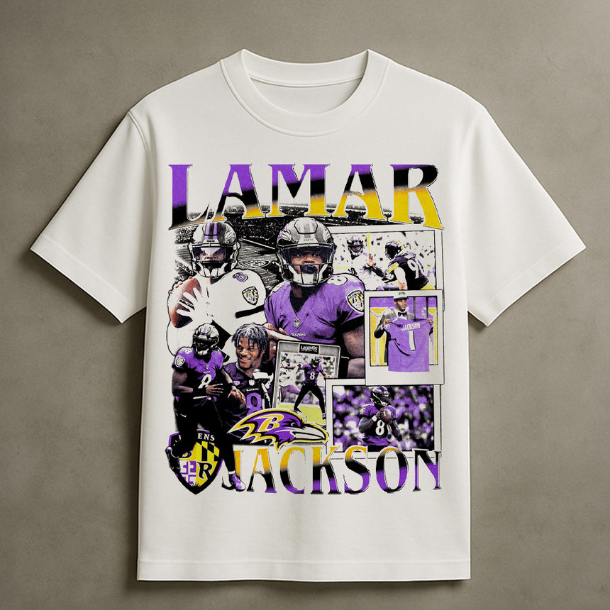LAMAR JACKSON COLLAGE T-SHIRT (WHITE)