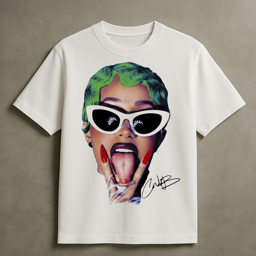 CARDI FACE OKURRA T-SHIRT (WHITE)