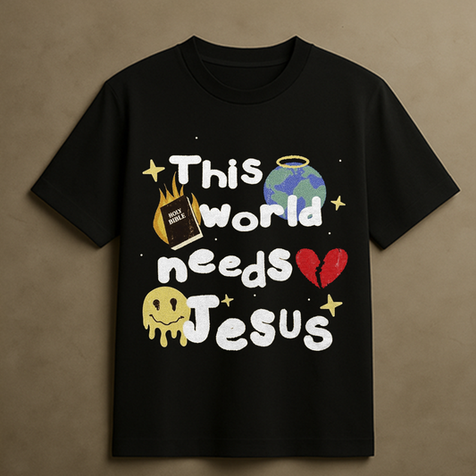 WORLD NEEDS JESUS T-SHIRT (BLACK)
