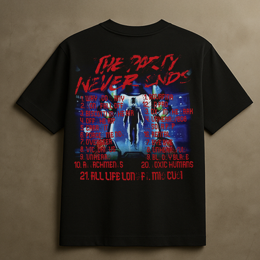 JUICE WORLD PARTY NEVER ENDS T-SHIRT (BLACK)