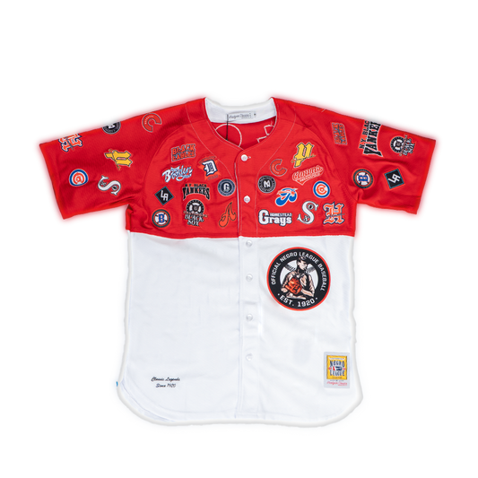 NEGRO LEAGUE BUTTON DOWN COLLAGE FRONT PATCH BASEBALL JERSEY