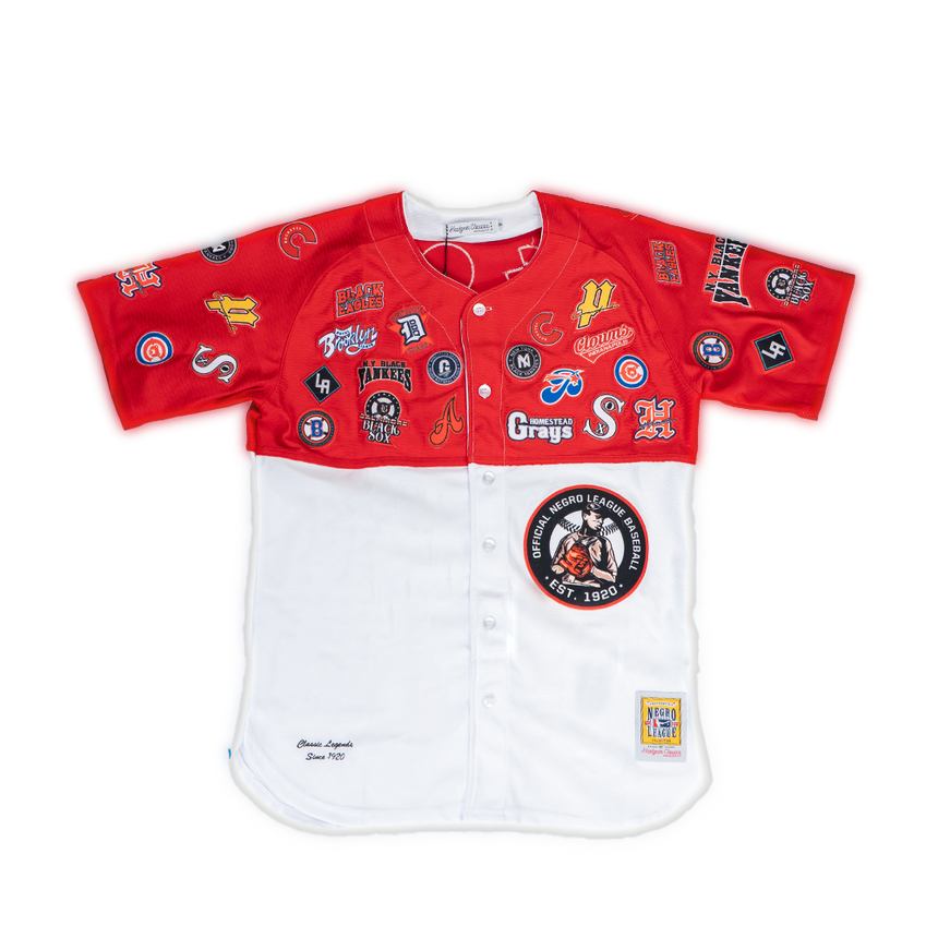 NEGRO LEAGUE BUTTON DOWN COLLAGE FRONT PATCH BASEBALL JERSEY