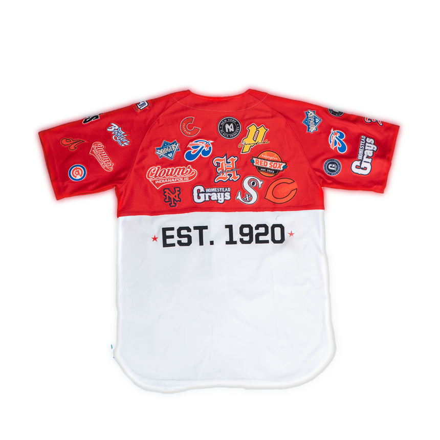 NEGRO LEAGUE BUTTON DOWN COLLAGE FRONT PATCH BASEBALL JERSEY