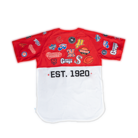 NEGRO LEAGUE BUTTON DOWN COLLAGE FRONT PATCH BASEBALL JERSEY