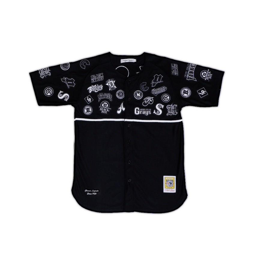 NEGRO LEAGUE COLLAGE BUTTON DOWN JERSEY (BLACK)
