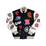 NEGRO LEAGUE LEATHER PATCHES VARSITY JACKET (BLACK)