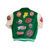 NEGRO LEAGUE LEATHER PATCHES VARSITY JACKET (GREEN)