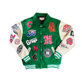 NEGRO LEAGUE LEATHER PATCHES VARSITY JACKET (GREEN)