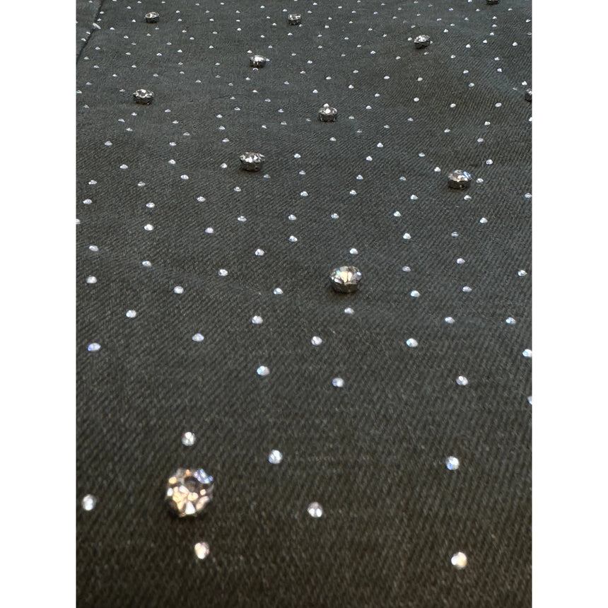 BLACK EMBELLISHED RHINESTONE CRYSTAL WATSON DENIM