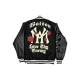 WATSON LOVE THY ENEMY VARSITY JACKET (BLACK)