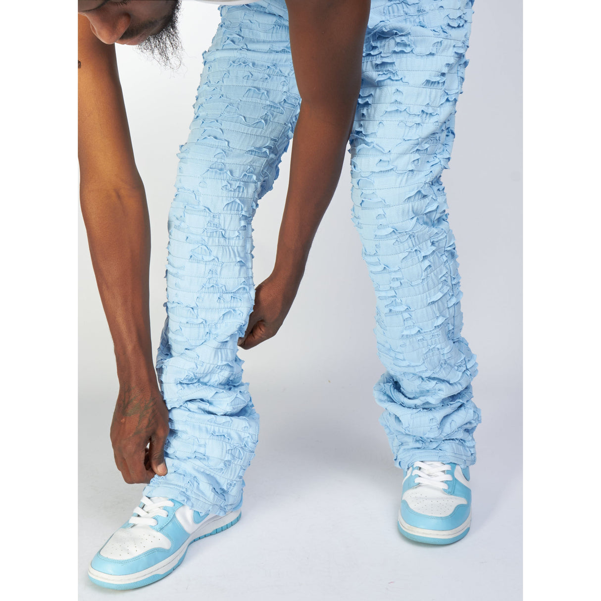 Politics Jeans - Lucas - Baby Blue - Shredded Stacked Flare  - 504