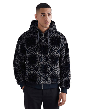 WATSON BRANDED BLACK PATTERN HOODED JACKET