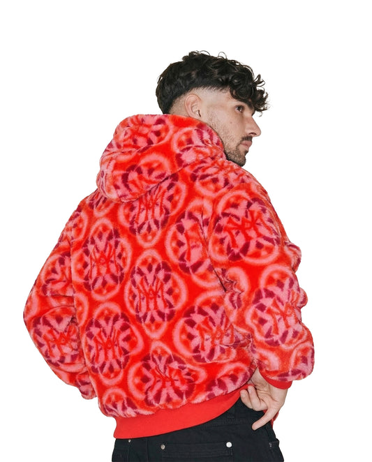 WATSON BRANDED RED PATTERN HOODED JACKET
