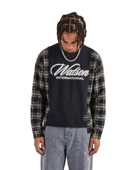 WATSON UPCYCLED T-SHIRT FLANNEL (CHARCOAL)