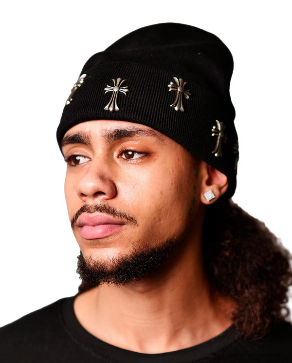 WATSON CROSS CHARM SHADOW BEANIE HAT (BLACK)