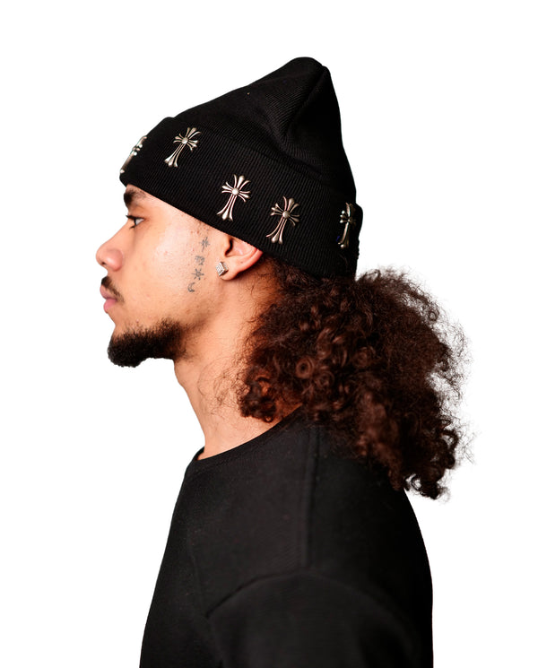 WATSON CROSS CHARM SHADOW BEANIE HAT (BLACK)