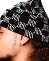 WATSON CHECKERED PEARL BEANIE HAT (BLACK)