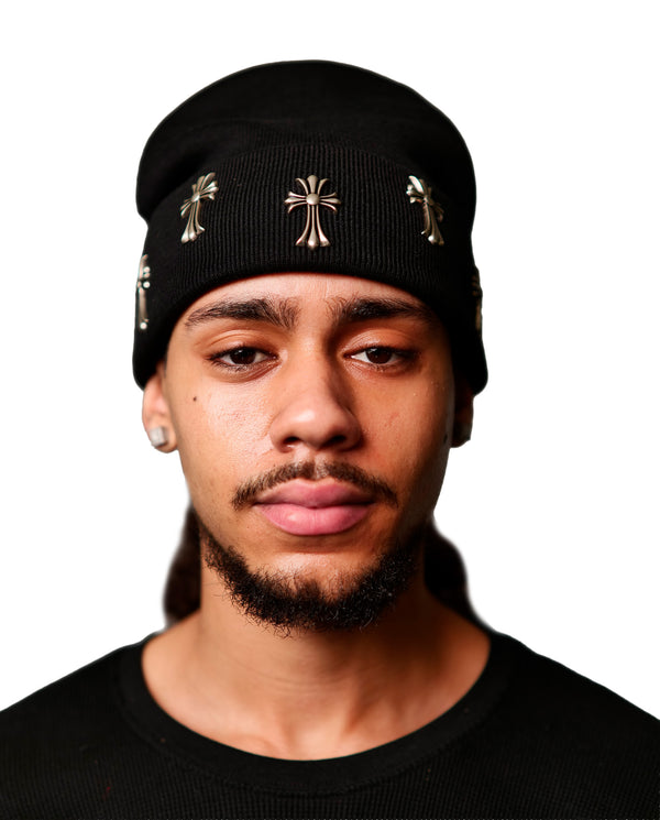 WATSON CROSS CHARM SHADOW BEANIE HAT (BLACK)