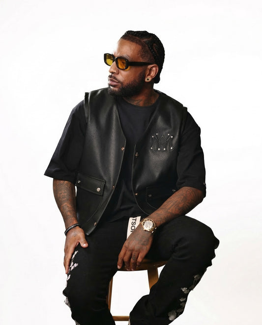 WATSON LEATHER APPLIQUE MOTO VEST