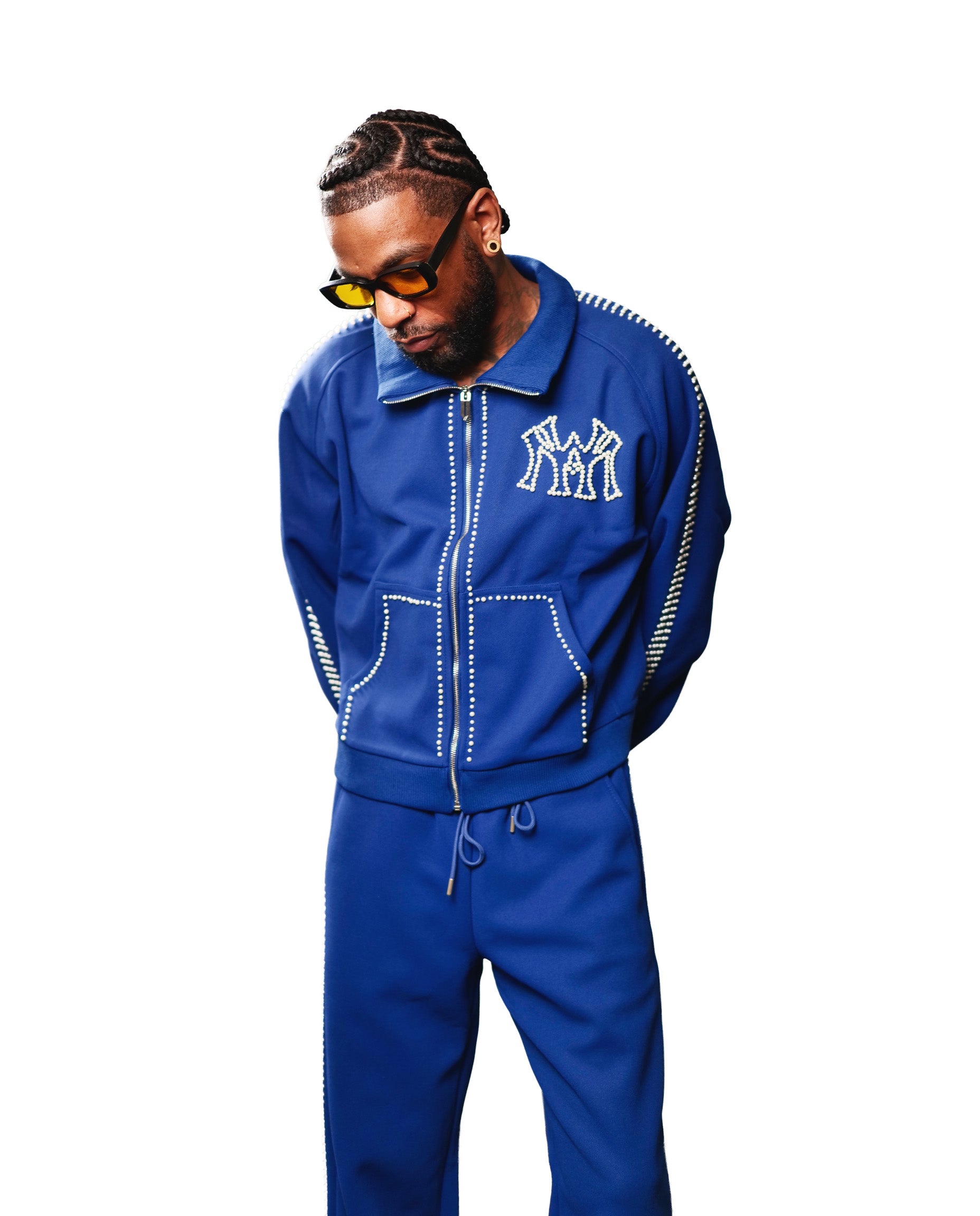 PEARL LINED SWEAT SUIT JACKET (NAVY) – All Star Elite