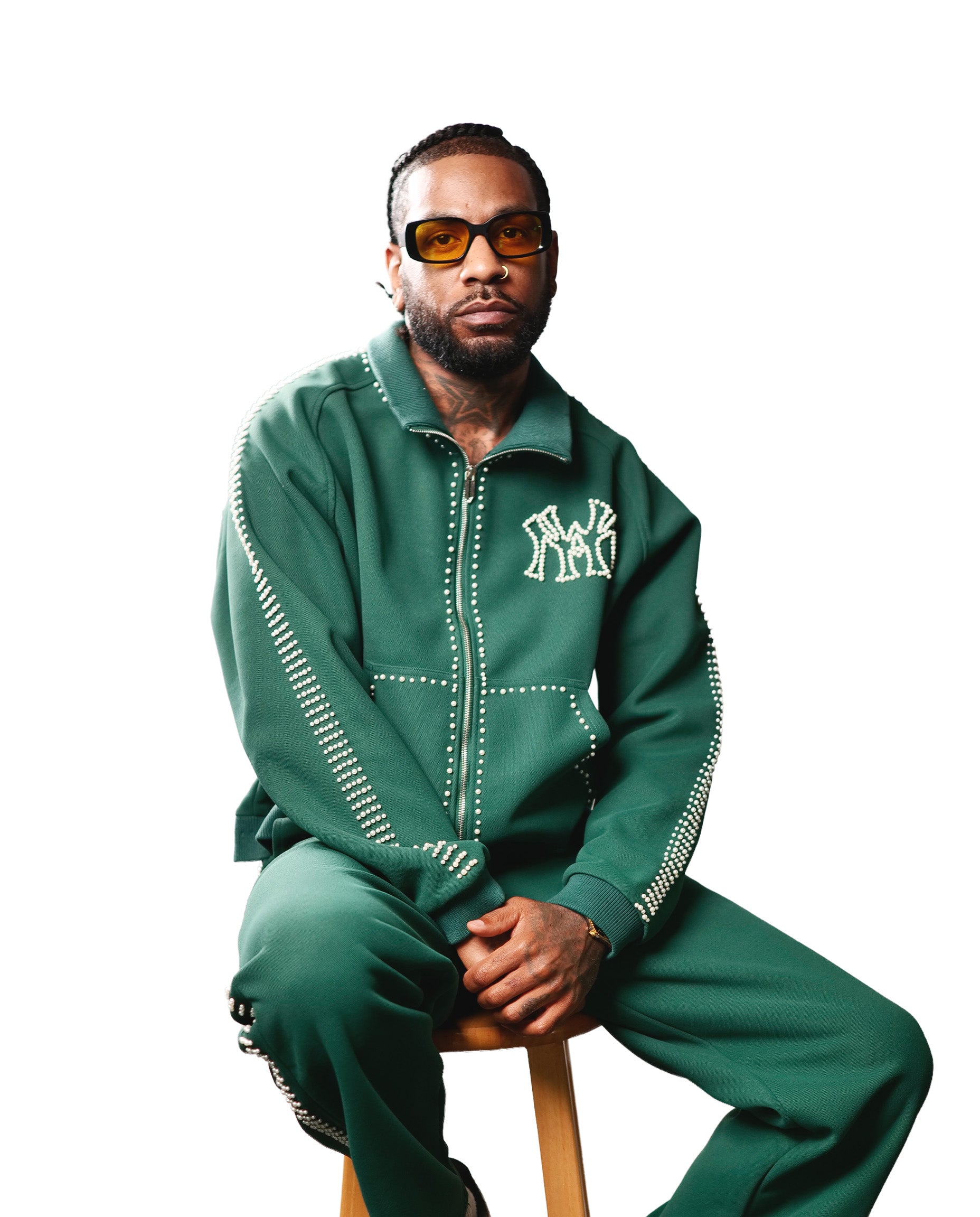 PEARL LINED SWEAT SUIT JACKET (GREEN) – All Star Elite