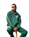 PEARL LINED SWEAT SUIT JACKET (GREEN)