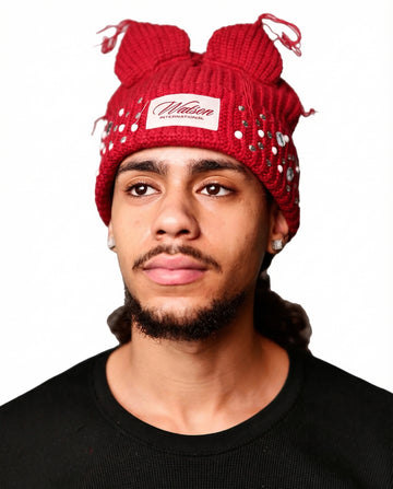 WATSON CAT EARS BEANIE HAT (RED)