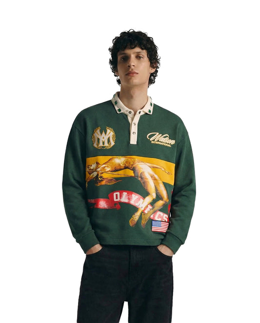 WATSON OLYMPICS LONGSLEEVE RUGBY POLO (GREEN)