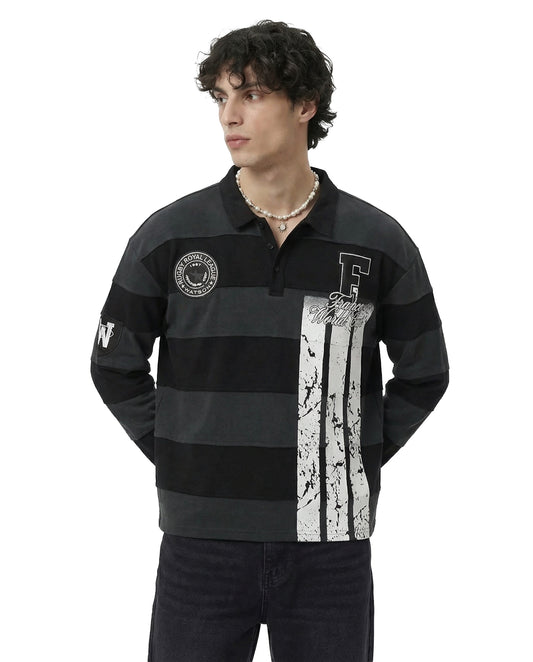 FRANCE WORLD CUP LONG SLEEVE RUGBY POLO (BLACK)