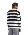MONACO RHINESTONE STRIPED LONG SLEEVE RUGBY POLO (BLACK/WHITE)