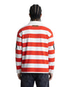 MONACO RHINESTONE STRIPED LONG SLEEVE RUGBY POLO (RED)